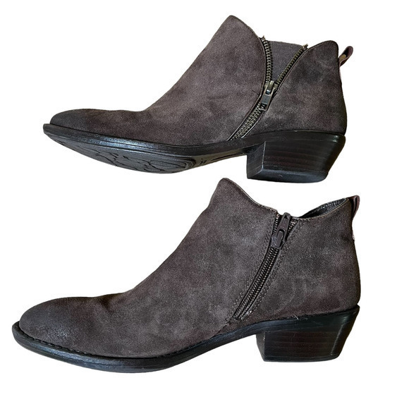 Sofft Vinton Chocolte Brown Suede Booties Boots Size Zip Western Heel Size 8.5 - Picture 6 of 9